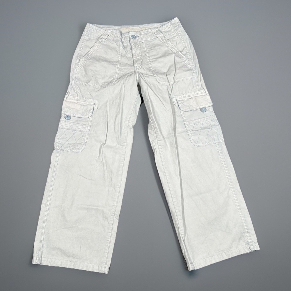 American Eagle Baggy Jogger Cargo Pants Womens 2 Grey Stretch Utility Wide Leg‎